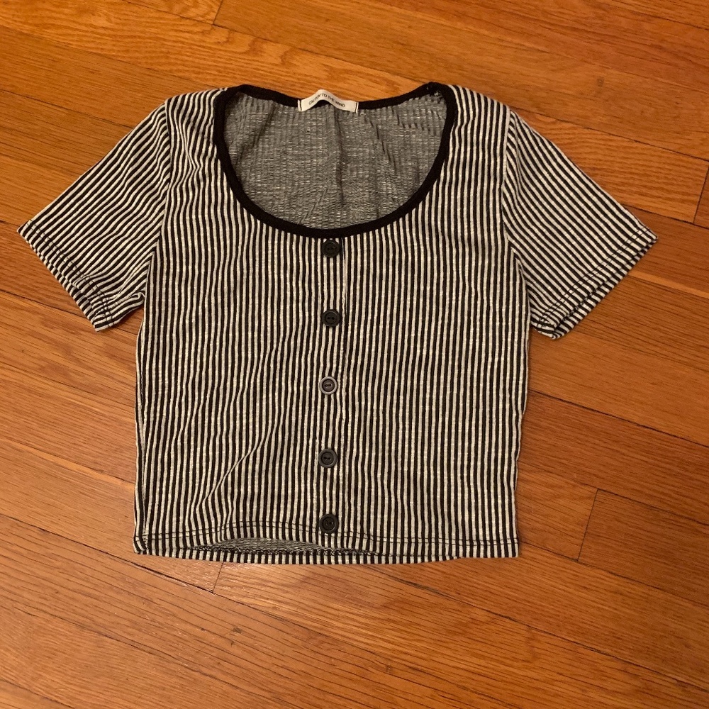 Black & White Striped Crop Top